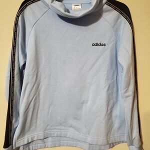 Adidas Mock Neck Fleece Top Logo Tape Medium Baby Blue Pullover